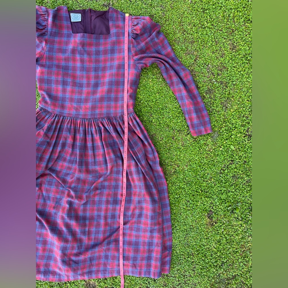 Vintage Laura Ashley Check Plaid Wool Blend Dress - Picture 13 of 13